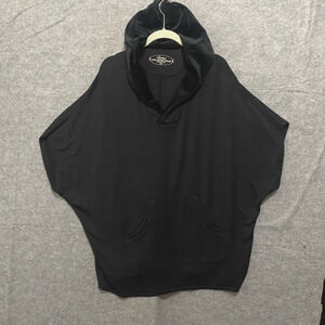 Soma Hoodie Sz L Black Velvet Trim Oversized‎ Pocket Live Lounge Wear Stretch